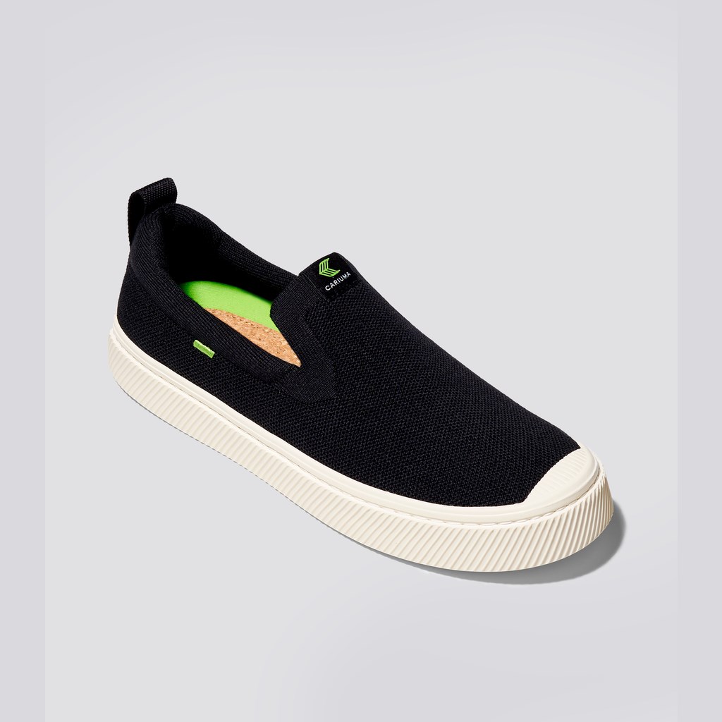 IBI Slip-On Cariuma Low Top Bamboo Weave Knit Vegan Noir Homme | WYV-0946955